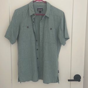 Patagonia Back Step Short-Sleeve Button-Down Shirt - Green/Blue S